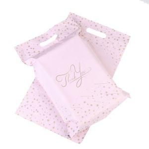 Thank You Portable China Suppliers Custom Self-Adhesive Pink Printed Poly Mailer Mailing Bag with Handle