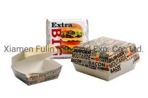 Custom Printed Food Biodegradable Takeaway Clamshell Packaging Paper Burger Box