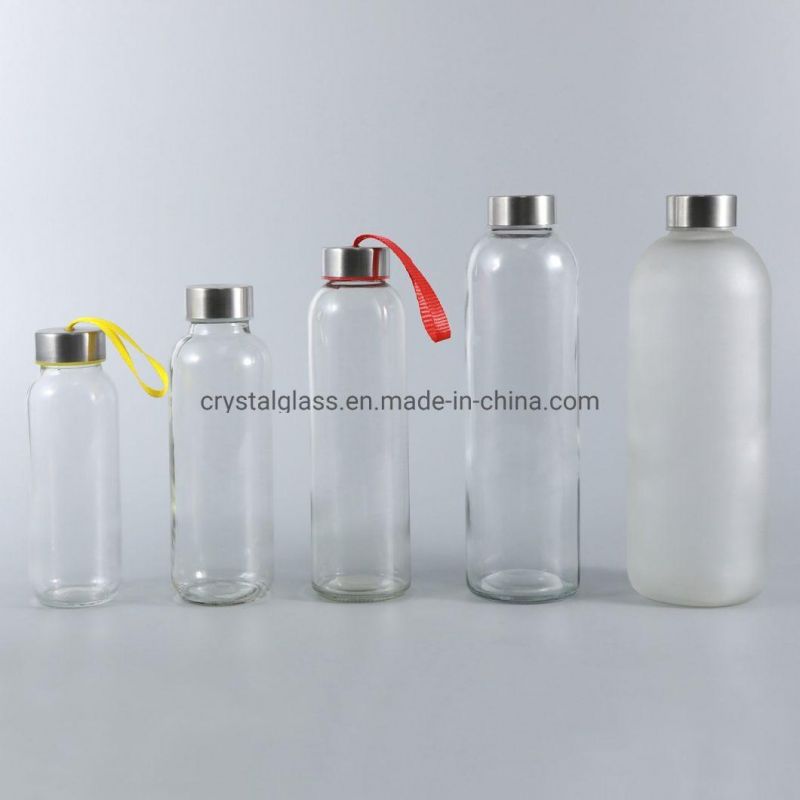 16oz Glass Milk Tea Water Juice Drinking Bottle with Plastic Cap