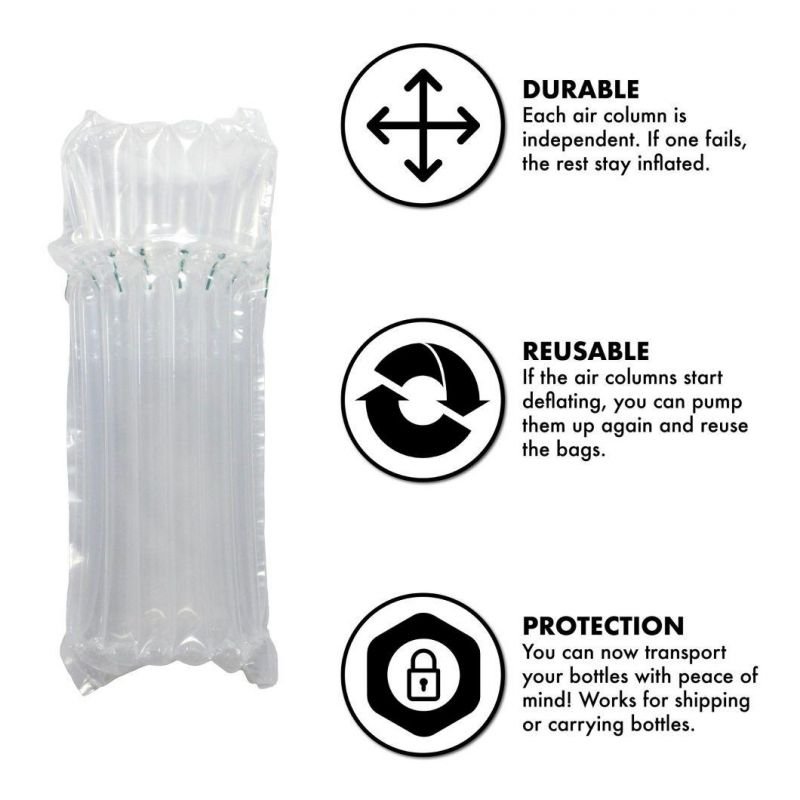 PE Bag 32*8cm Air Dunnage Bag Air Filled Protective Wine Bottle Wrap Inflatable Air Cushion Column Wrap Bags