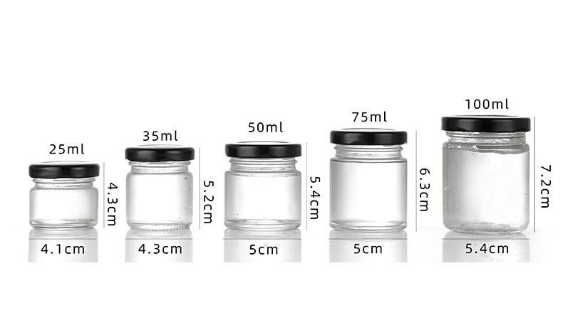 25ml 30ml 50ml 75ml Round Small Jam Honey Storage Jar Glass Jar for Jam Packaging