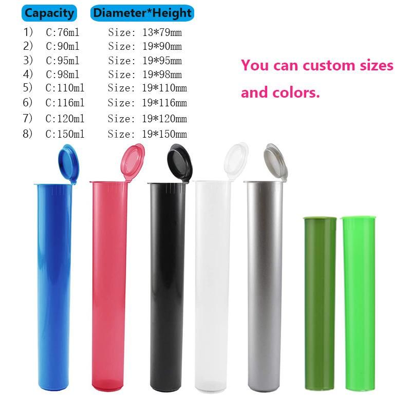 Hot Sale Empty PP Plastic Tube Holder Herb Packaging Container Pop Top Bottles for Prerolls