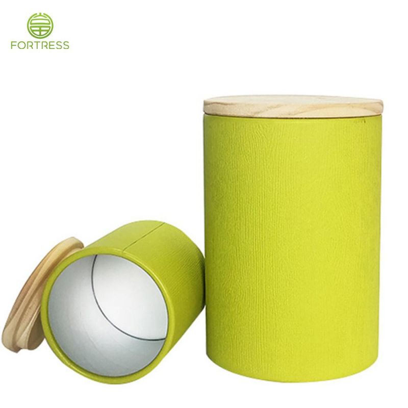 Paper Can Wooden Lid Colorful Paper Cardboard Tubes