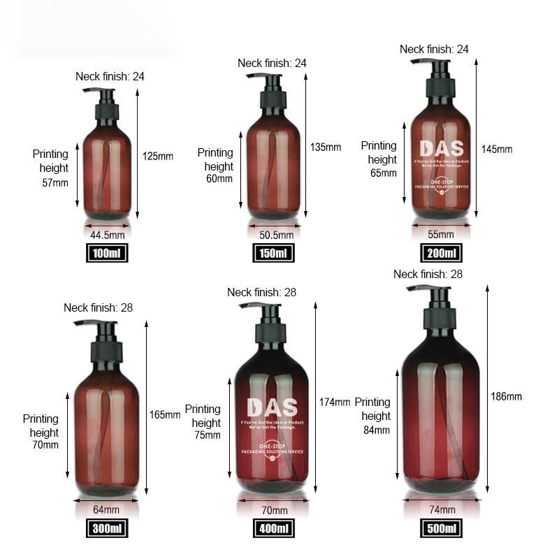 Amber Grey Luxury Eco Friendly Hand Soap Body Wash Pet Plastic Pump Shampoo and Conditioner Bottles with Pump
