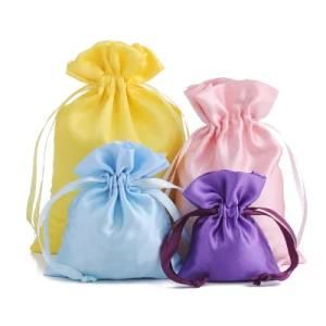 Silk Satin Pouch Wig Jewelry Clothing Luxurious Drawstring Bags for Packaging