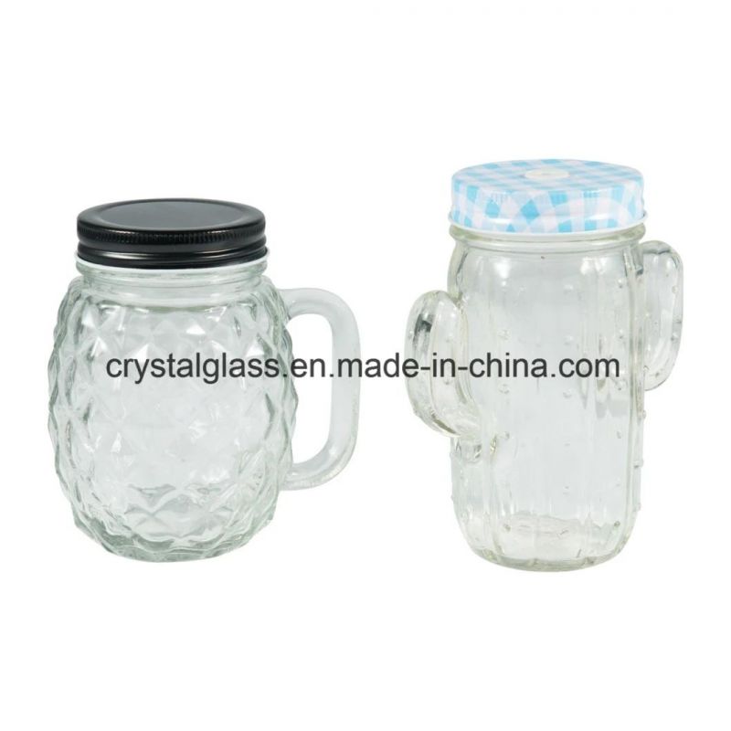 16oz Mason Jar Drinking Glass with Straw/Drinking Mug, Beer Mugs with Handle