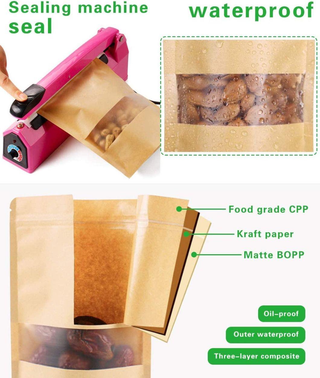 Custom Printed Stand up Doypack Kraft Paper Food Pouch Packaging Bag with Zipper