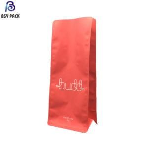 Matte Finish Flat Bottom Custom Printing Plastic Coffee Packaging Ziplock Bag