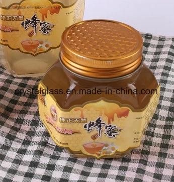 Hexagon Glass Jar for Honey with Plastic Lid 500g/1000g