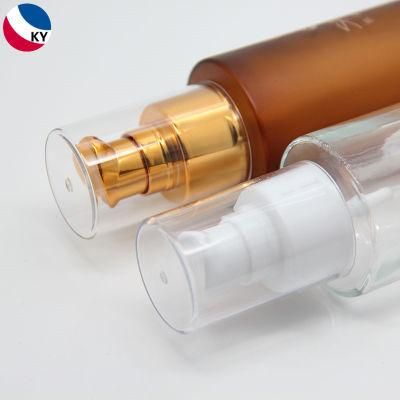 4oz 120ml Cosmetic Packaging Custom Amber Cylinder Glass Pump Bottle for Lotion