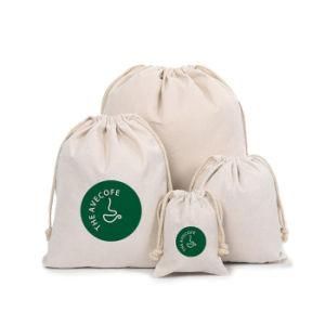 Wholesale 100% Small Large Fair Trade Linen Organic Custom Print Muslin Cotton Canvas Drawstring Bag White High Quality