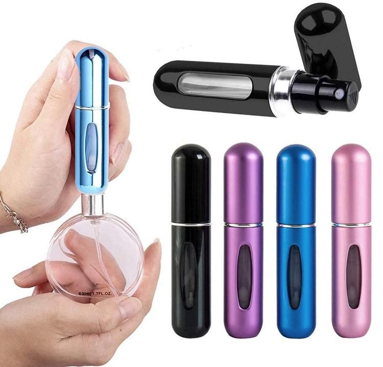 Wholesale 5ml 8ml Travel Refillable Luxury Empty Aluminum Mini Mist Perfume Spray Bottle for Amazon