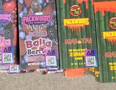 Made in USA Packwoods 2 Gram Dry Herb Flower Hand Roll Blunt with Oil and Kief Package Preroll Joint Packaging Ready to Use
