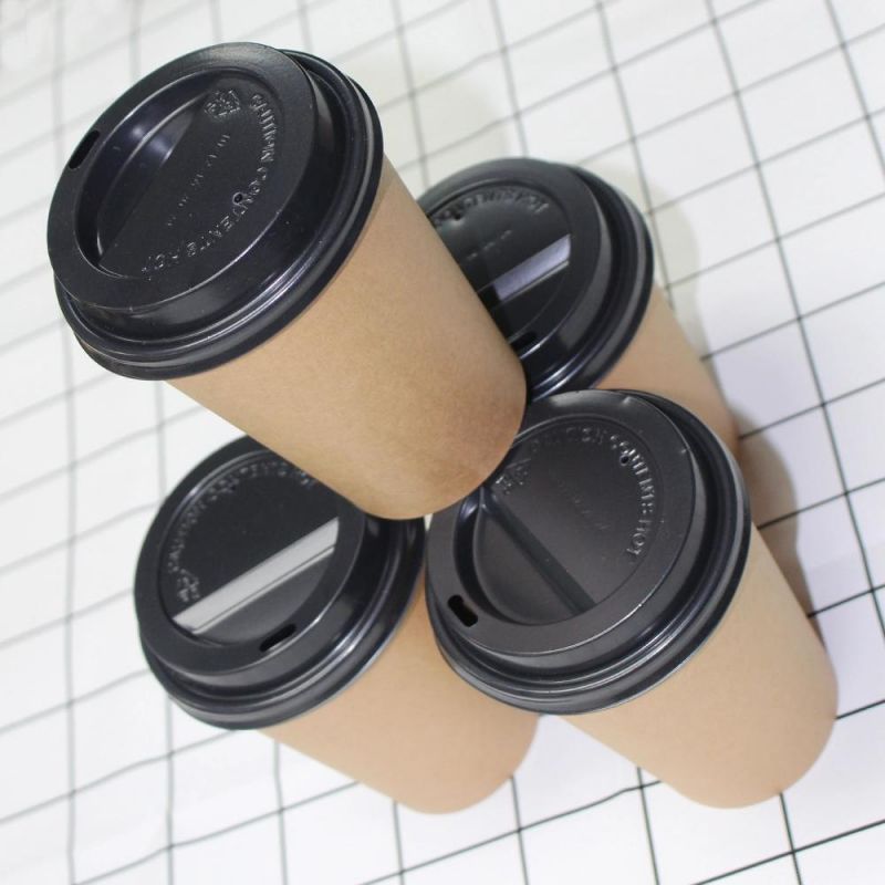 Disposable Bio Degradable Custom Logo Printed Take Away Single Wall Paper Coffee Cup with Sleeves and Lids
