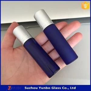8ml and 10ml Frosted Blue Glass Roll on Bottle for Essential Oil with Black Cap