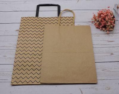 Logo Customized Brown Carryout Shopping Kraft Paper Gift Bag with Handle