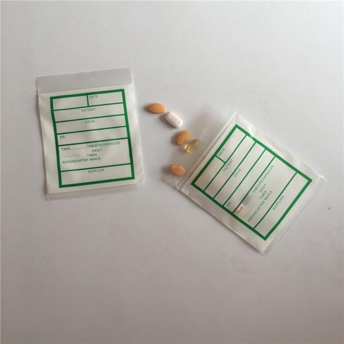 Custom Cheap Small Lab Hospital Padded Zipper Pouch Plastic Medicine Packaging Bag LDPE Seal Ziplock Pill Bag