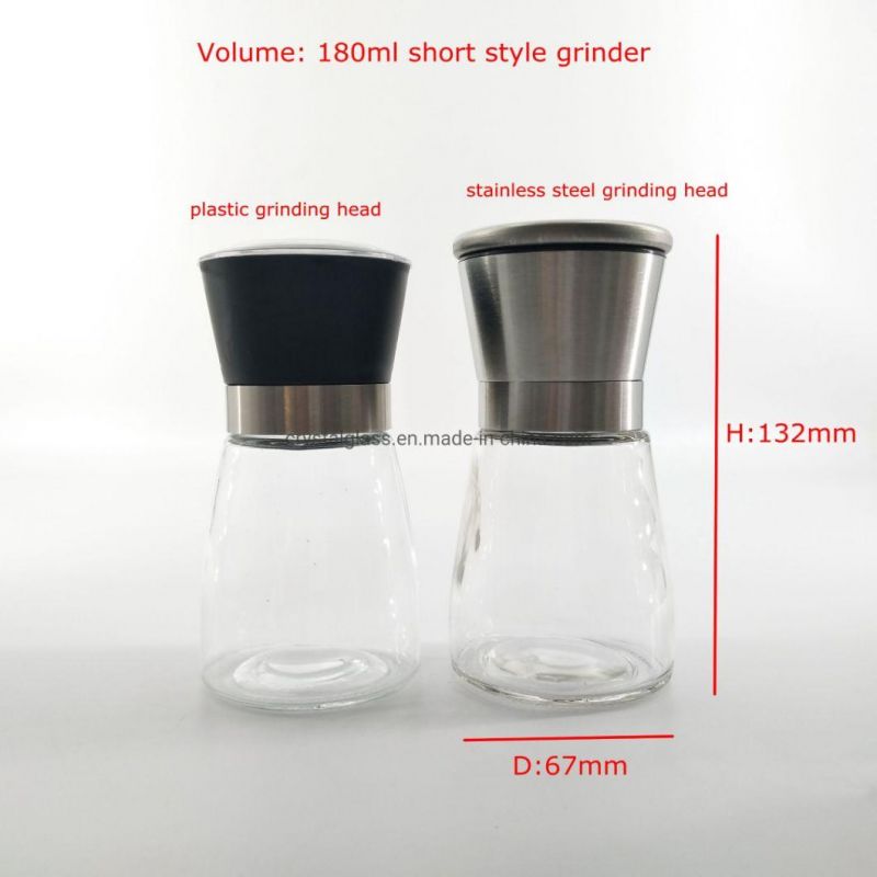 180ml 6oz Stainless Steel Salt and Pepper Grinder Bottle with Stand