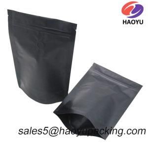 250g 500g Matt Black Flat Bottom Food Packaging Coffee Bags with Ziplock and Valve