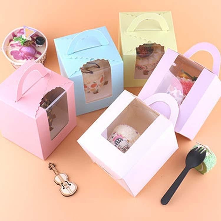 Cup Cake Box Transparent Sunroof Muffin Packaging Box 2-4-6-12g Small Cake Packaging Box