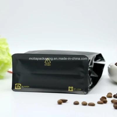Aluminum Flat Bottom Stand up Black Pouch with Pocket Zipper