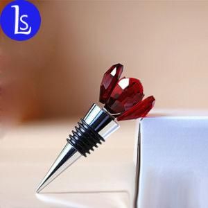 Promotional Wedding Gift Customized Glass Crystal Rose Flower Wine Bottle Stopper / Fashion Wine Accessories