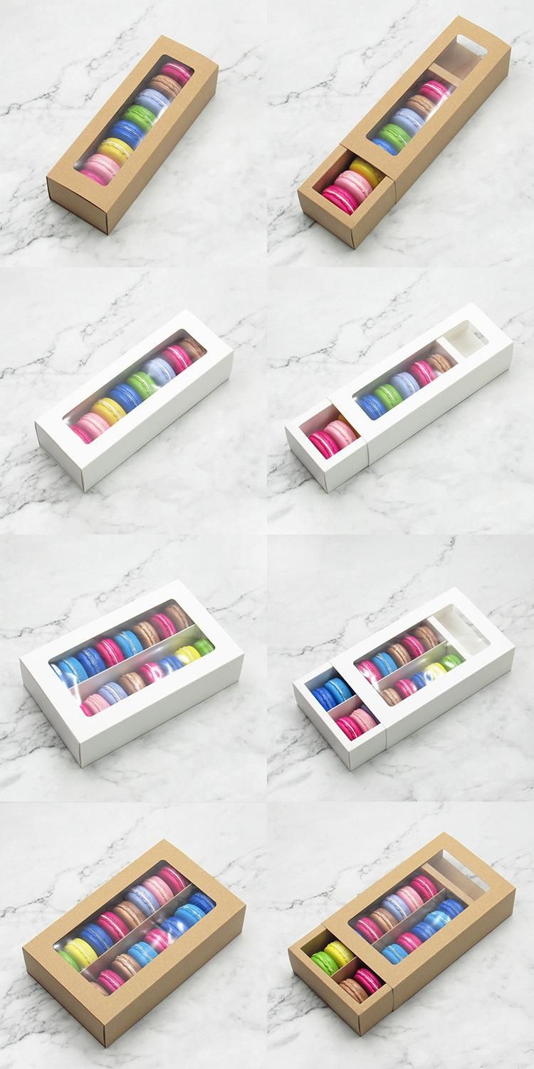 Chocolate Box with Inner Support Macaron Boxes with Clear Window Tray Box Macarons Mousse Puff Basque Packaging Boxes