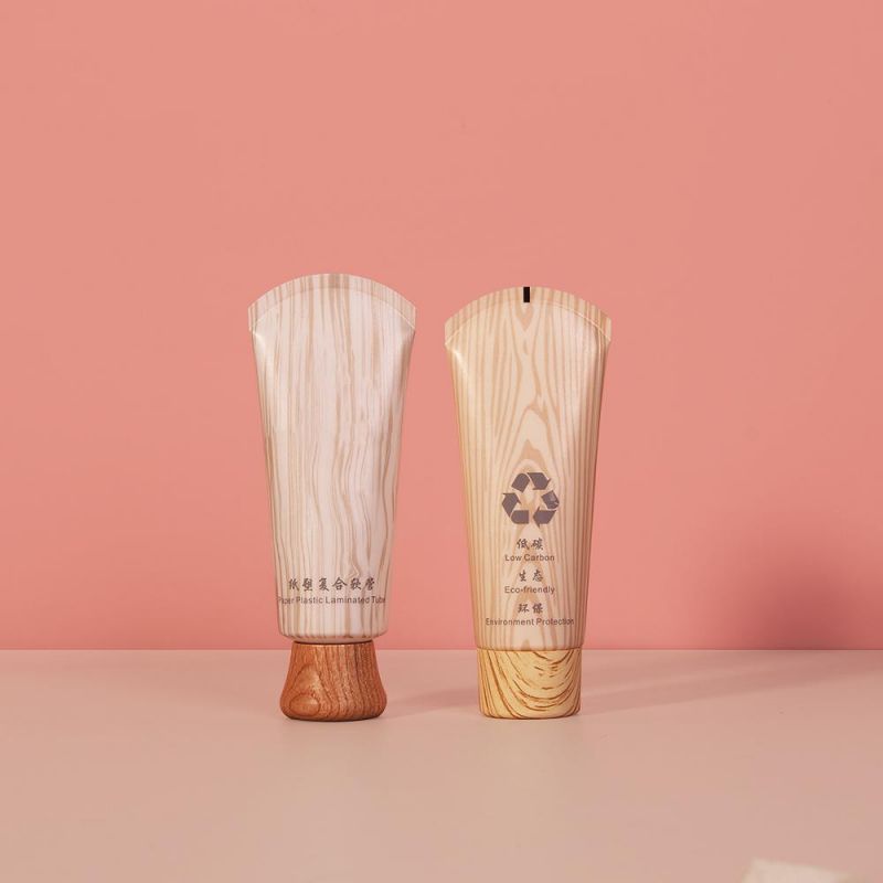 Eco-Friendly Paper Plastic Laminated Cream Tube with Wooden Cap