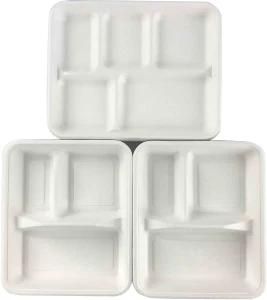 3-Compartment Tray with Bleached Bagasse Pulp
