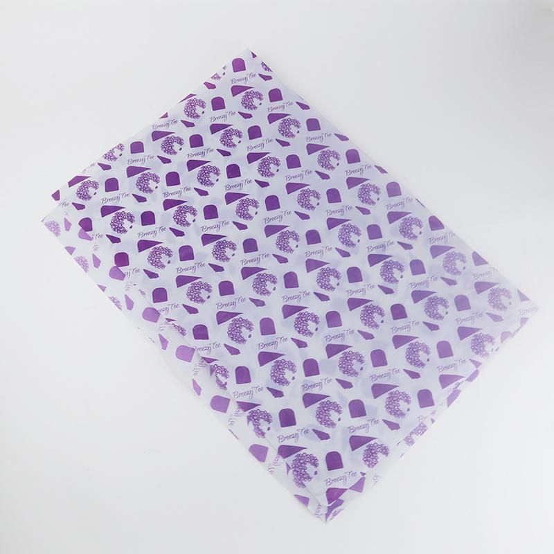 Grey Purple Logo Double Colors Printed Custom Clothing Wrapping Tissue Paper