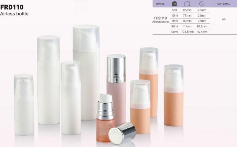 5ml 10ml 15ml 30ml Small Airless Bottle Plastic Airless Bottle Small Size PP Plastic Airless Bottle Cosmetic Plastic Vacuum Bottle