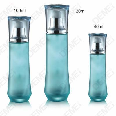 40/100/120ml 50g Cosmetic Skin Care Packaging Green Big Bottom Toner Lotion Glass Bottle and Cream Jar