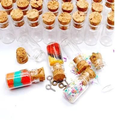 High Quality Empty Transparent Vial Milk Mini Glass Bottles with Cork Lid