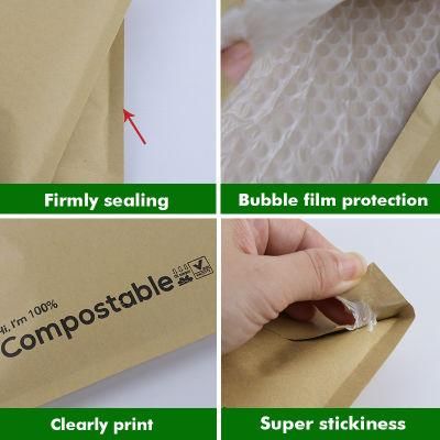 Eco Friendly Customised Printing Logo Kraft Paper Biodegradable Bubble Mailer Bag Shipping Mailing Padded Envelopes