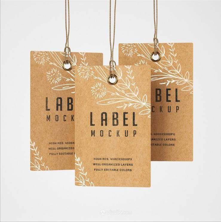Garment Accessories Custom Brown Kraft Paper Hang Tag with Eyelet for Jeans, Article, Gift