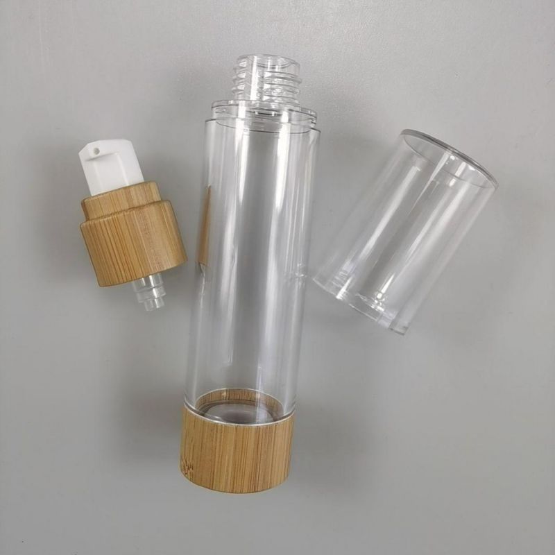 Eco-Friendly 15ml 30ml 50ml 100ml Hot Sale Plastic Dispenser Lotion Pump Airless Bottle with Bamboo Pump