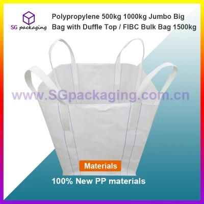 Polypropylene 500kg 1000kg Jumbo Big Bag with Duffle Top / FIBC Bulk Bag 1500kg