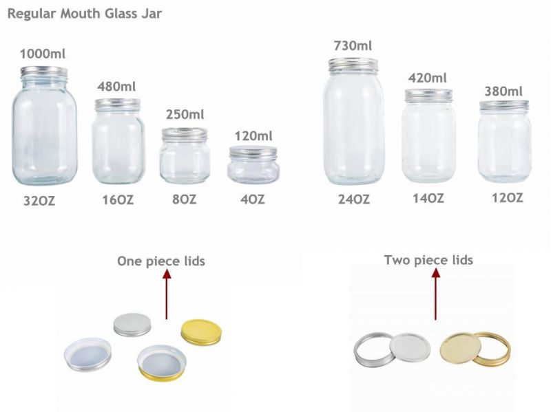 Hot Sale 750ml Empty Normal Regular Mouth Glass Mason Jar Food Glass Jar with Lids and Bands