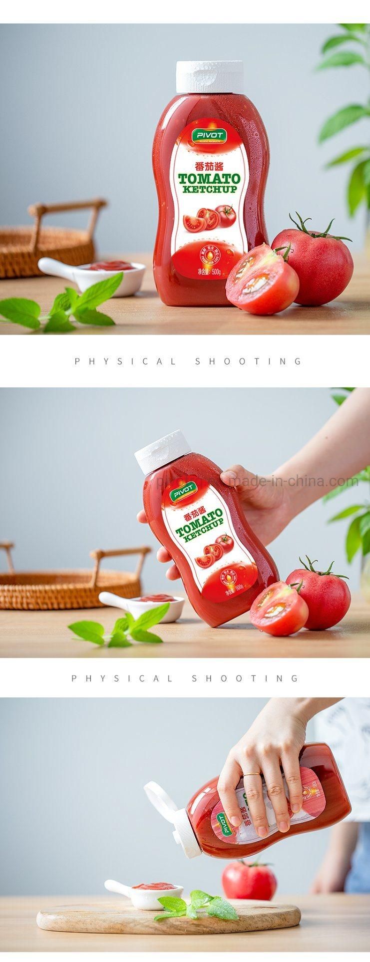 660ml Pet Plastic Sauce Bottle with Silicone Valve Caps for Packing Sauce Ketchup