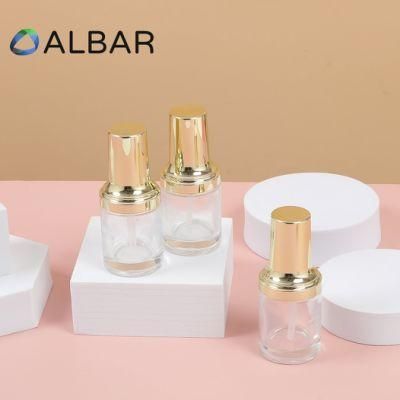 Round Cylinder Attar Face Oil Women and Men&rsquor; S Skin Care Glass Bottles in Light Gold