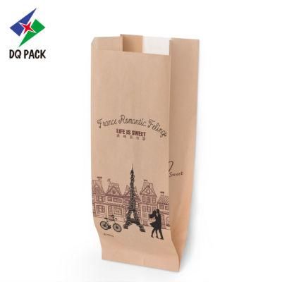 Customized Printing Food Bread Packaging Kraft Paper Side Gusset Bag with Your Own Logo