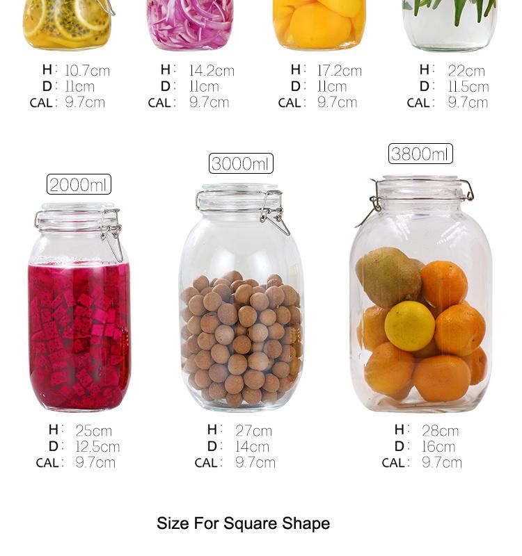 Food Container Clear Storage Glass Bottle Glass Jar with Swing Top