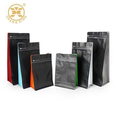 Ready to Ship Standing up Flat Bottom Coffee Beans Plastic Packaging Bags 100g 250g 500g 1kg