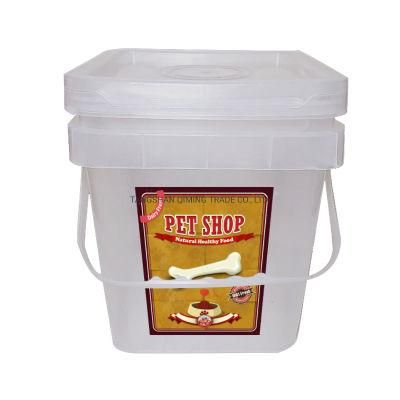 Hot Sale Square Plastic Bucket with Handle for Cake Bread Jam Puree Stuffing Pet Food