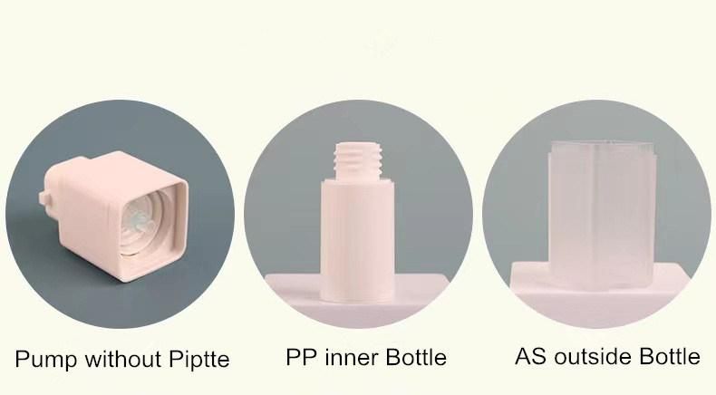 Opaque PP Recyclable Material Empty 15 Ml Eye Cream Square Frosted Transparent Airless Bottle 50 Ml 3.3 Oz with Pump