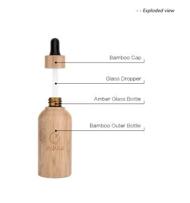 15ml 30ml 50ml Bamboo Cosmetic Essential Oil Bottle Packaging with Dropper High Quality Bamboo Cosmetic Dropper Bottles