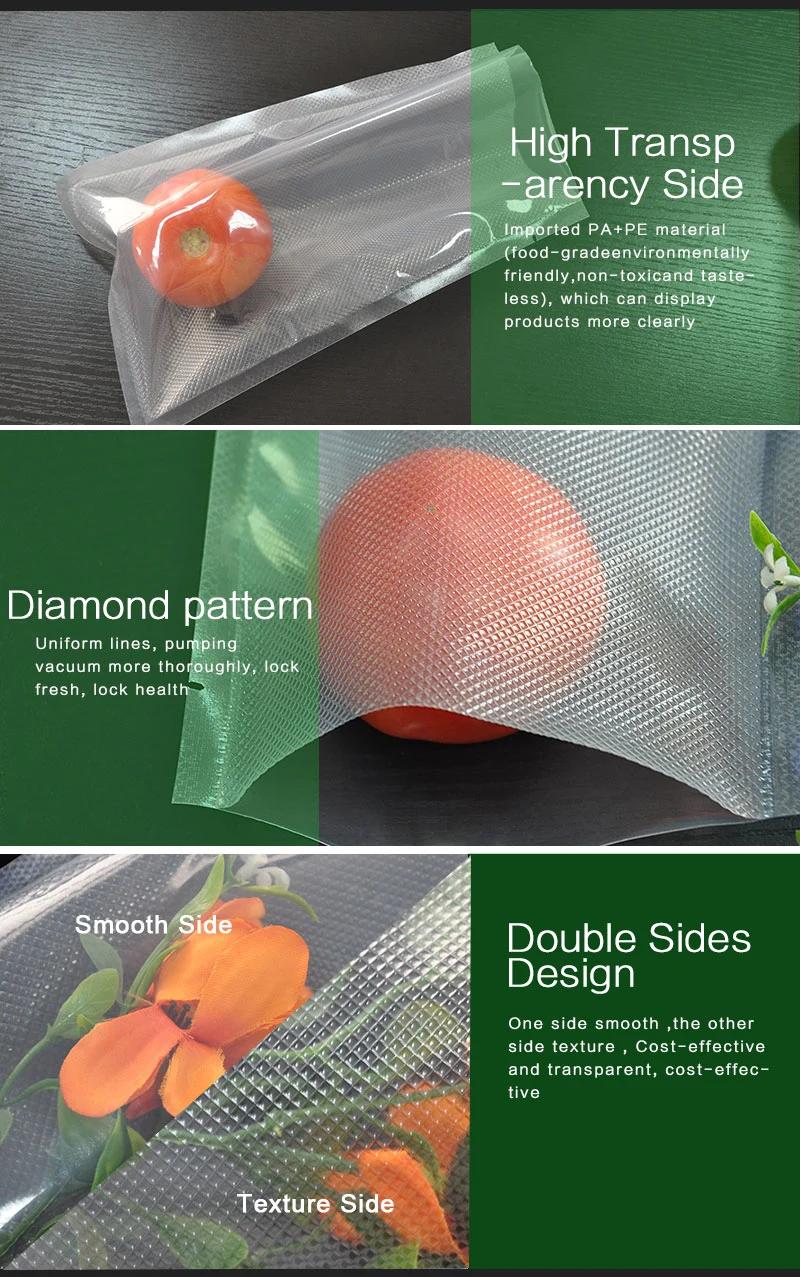 Food Grade Clear or Embossed Vacuum Bag for Food Packaging Nylon/PE