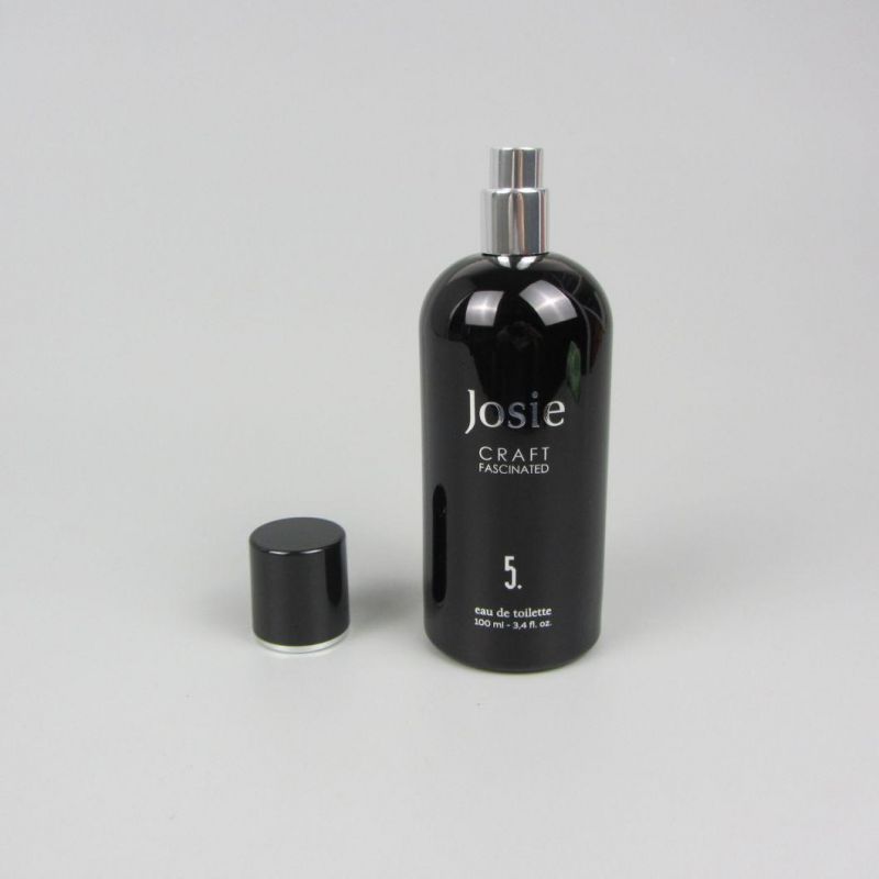 Cylinder 100ml Black Empty Glass Perfume Spray Bottle with Cap
