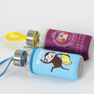 Cartoon Covered Glass Bottle Sport Glass