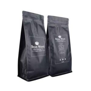 Custom Printed Reusable High Barrier Flat Bottom Zipper Plastic Ground Coffee Packaging Bag with Valve